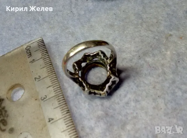 СТАР АЖУРЕН РетроАРТ СРЕБЪРЕН ПРЪСТЕН СРЕБРО 925 с ГНЕЗДА За ИНКРУСТИРАНЕ на СКЪПОЦЕННИ КАМЪНИ 41693, снимка 13 - Пръстени - 50023452
