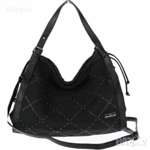 Велурена дамска чанта с декоративни ленти и метални капси – елегантен бохо дизайн, снимка 2 - Чанти - 52455615