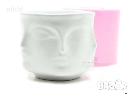 Лице лица силиконов молд форма калъп за кашпа саксия ваза гипс смола декор, снимка 5 - Форми - 37741170