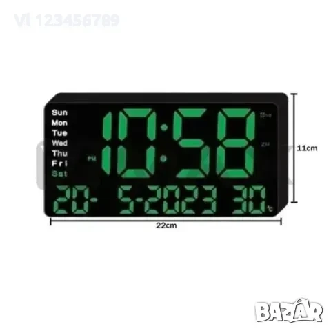 Стенен часовник/календар, термометър и др/ със зелена светлина, снимка 2 - Стенни часовници - 52240201