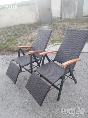 Регулируем стол-шезлонг ратан , кафяв полиратан