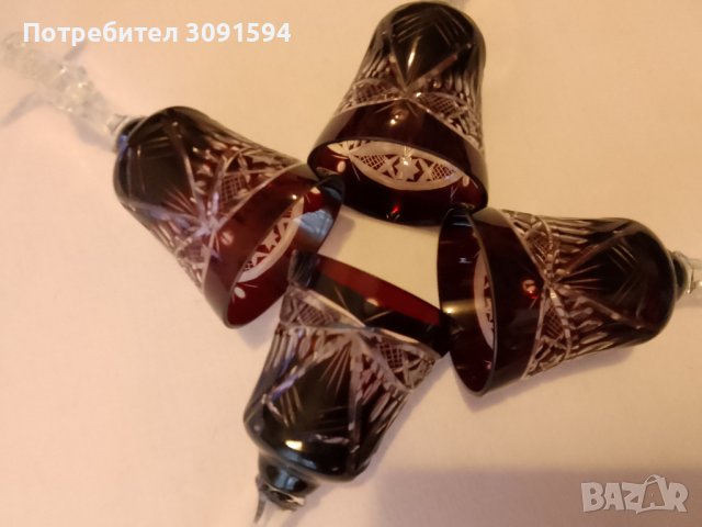  4 Чаши за вино , шампанско от червен рязан кристал, снимка 2 - Антикварни и старинни предмети - 43126077