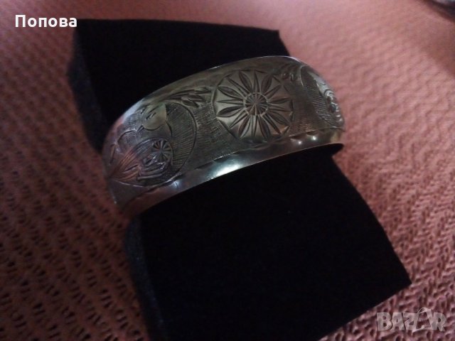 Стара руска сребърна гривна с пауни  поръчкова  ръчна изработка, снимка 2 - Гривни - 26452546