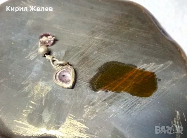 СТАРИННО СКЪПОЦЕННО СРЕБЪРНО УРКАШЕНИЕ ВИСУЛКА РЪЧНА ИЗРАБОТКА с ФАСЕТИРАН АМЕТИСТ 49288, снимка 3 - Антикварни и старинни предмети - 49522598