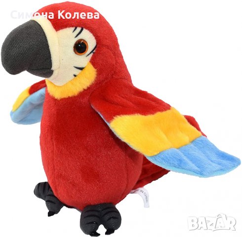 ✨Плюшена играчка говорещ папагал - 2 цвята /син, зелен, червен/, снимка 11 - Плюшени играчки - 37031454