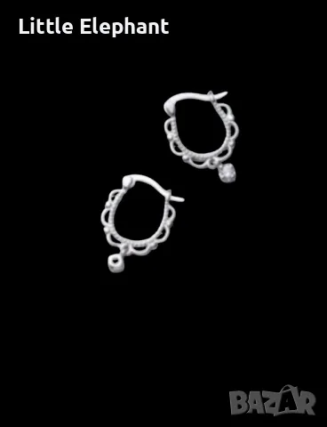 Sale Сребърни висящи обеци,"Retro"+white cristal/нови, снимка 1