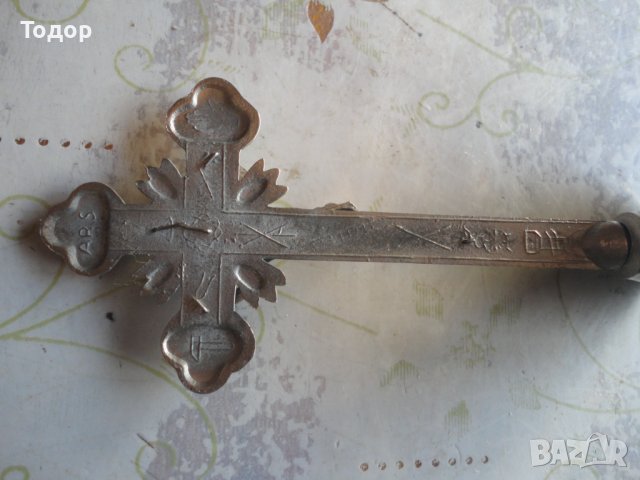 Старинен настолен бронзов кръст разпятие ARS, снимка 5 - Антикварни и старинни предмети - 43524754