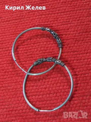 СТАРИ СРЕБЪРНИ ОБЕЦИ СРЕБРО 925 КЛАСИЧЕСКА РЕТРО ОРНАМЕНТИКА КРАЛСКА ПЛЕТКА РЪЧНА ФИНА РАБОТА 47474, снимка 11 - Антикварни и старинни предмети - 49510635