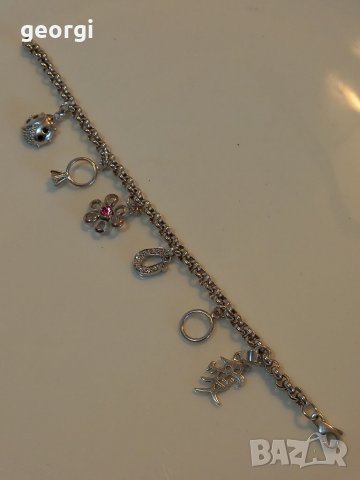 Сребърна гривна с пет талисманчета , снимка 6 - Гривни - 39085998