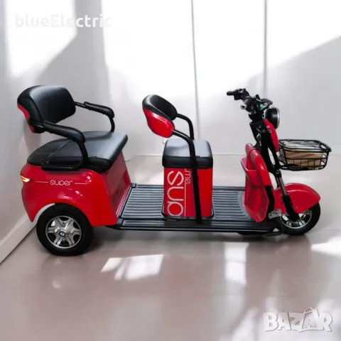 Електрическа Триместна Триколка blueElectric POWER LUX CAYENNE 2500W | 48V | 25AH | RED, снимка 2 - Мотоциклети и мототехника - 49745529