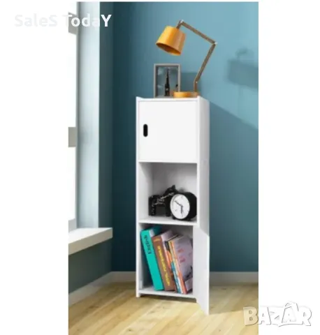 Шкаф с две отделения и вратичка, Поставка за съхранение, Етажерка, Органайзер, Бял, снимка 3 - Закачалки - 33262368