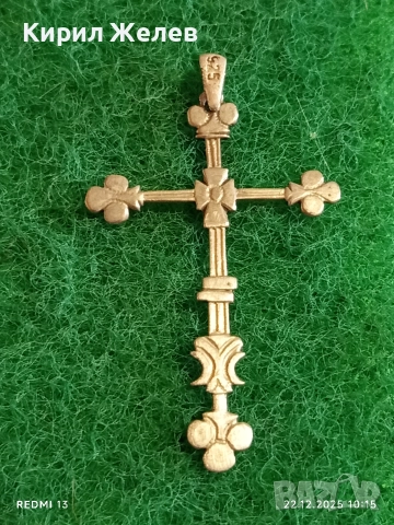 Винтидж Бароков сребърен кръст в стил четирилистни детелинови крайща майсторска изработка 34455