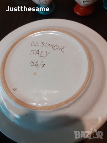 Ръчно направени и рисувани керамични съдове De Simone Italy, снимка 5 - Антикварни и старинни предмети - 43185621