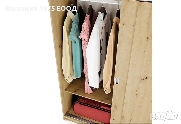 Гардероб с плъзгащи врати Сити 1009 комбинация мока/ лате или дъб артисан, снимка 10 - Гардероби - 47361575