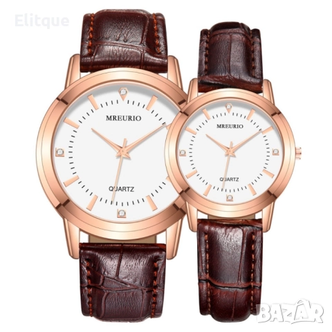 Класически ръчен часовник с к.а кафява верижка. Аналогово показване на часа. Златен ръб на циферблат, снимка 8 - Мъжки - 52819435