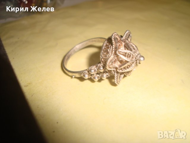 СТАРИНЕН СРЕБЪРЕН ПРЪСТЕН ФИЛИГРАН СРЕБРО 900 РЪЧНА ЮВЕЛИРНА МАЙСТОРСКА ФИНА ИЗРАБОТКА УНИКАТ 57501, снимка 12 - Антикварни и старинни предмети - 33051717