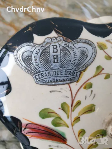 Стара белгийска порцеланова кутия-бижутерка/H.Bequet Quaregnon 21см, снимка 5 - Декорация за дома - 48965857