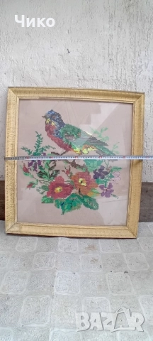 Голям ръчно бродиран гоблен, снимка 8 - Антикварни и старинни предмети - 52056338