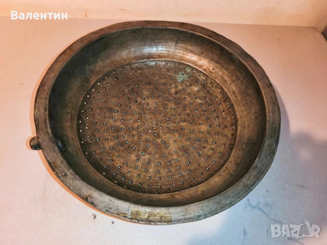 Бакърено сито с дръжка 14, снимка 5 - Антикварни и старинни предмети - 52524636