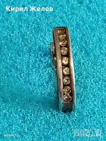 Стилна сребърна обеца с инкрустирани кристали майстоска изработка 52734, снимка 7 - Обеци - 53062131