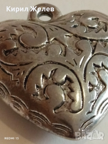 ПОСРЕБРЕН РОМАНТИЧЕН АЖУРЕН АРТ НУВО СТИЛ МЕДАЛЬОН СЪРЦЕ 19486, снимка 4 - Колиета, медальони, синджири - 52501717