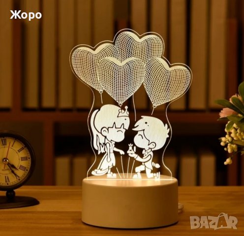 Романтична 3D акрилна настолна нощна лампа-сувенир/подарък за различни поводи, снимка 4 - Настолни лампи - 43715865