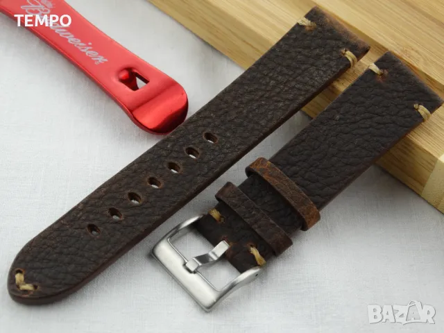 КОЖЕНА КАИШКА КАФЯВА- 20мм + ПОДАРЪК