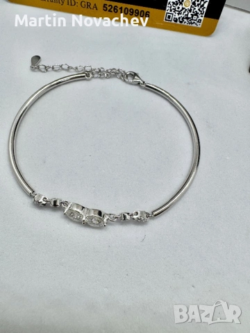 Сребърна гривна с мойсанит (Диамант) 1 карат, снимка 7 - Гривни - 53039861