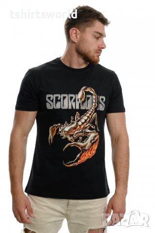 Нова мъжка тениска с дигитален печат на музикалната група Scorpions с гръб, снимка 2 - Тениски - 37699350