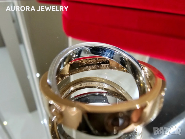 CARTIER Love Rose and White Gold Diamond Paved Пръстен, снимка 8 - Пръстени - 52905276