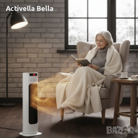 Вертикален керамичен отоплител с дистанционно и защита от прегряване, снимка 5 - Отоплителни печки - 52584922