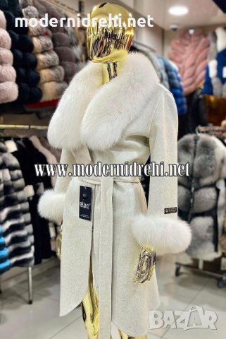 Дамско луксозно палто кашмир вълна и лисица код 138, снимка 1 - Якета - 37801467