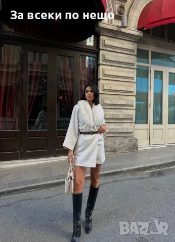 Дамско луксозно палто с богат пух и коланче Louis Vuitton Код A127, снимка 1