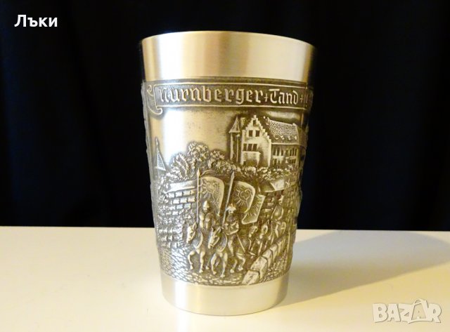 Западно Германска чаша,халба от калай Нюрнберг. , снимка 4 - Антикварни и старинни предмети - 26694716