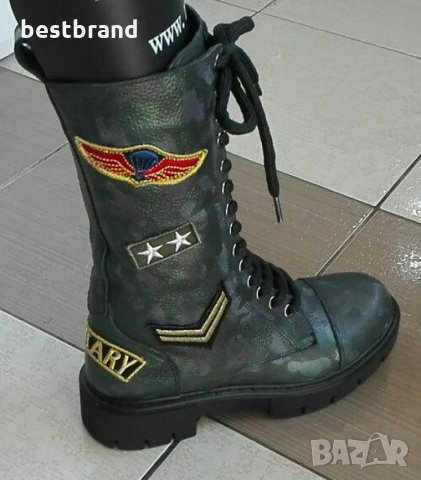 Кубинки дамски, естествена кожа, код 463/79, снимка 3 - Дамски ботуши - 26781679