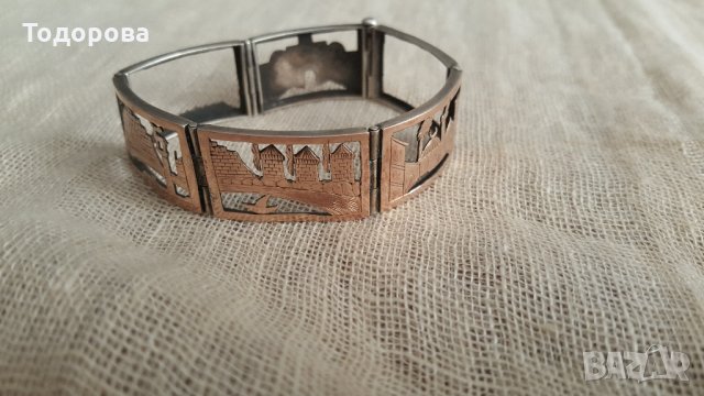 Старинна арабска гривна -сребърна с позлата