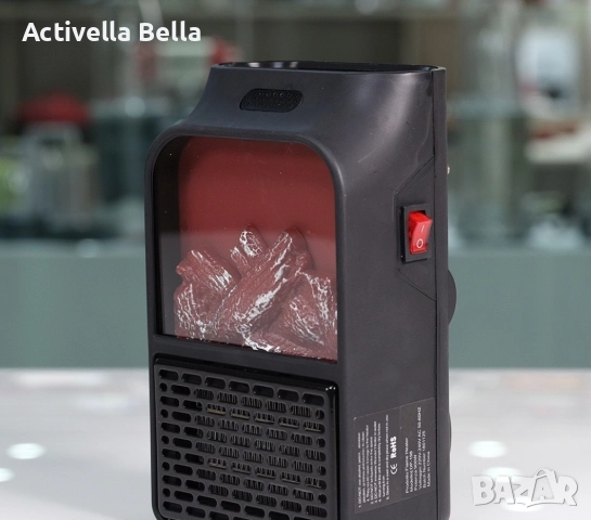 TV249 Мини печка с камина ефект / Материал: ABS; Цвят: черен; Напрежение: 220 V; Мощност: 500 W; Раз, снимка 6 - Отоплителни печки - 52557896