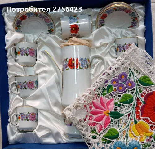Унгарски порцеланов сервиз за кафе Kalocska, снимка 2 - Антикварни и старинни предмети - 49881097