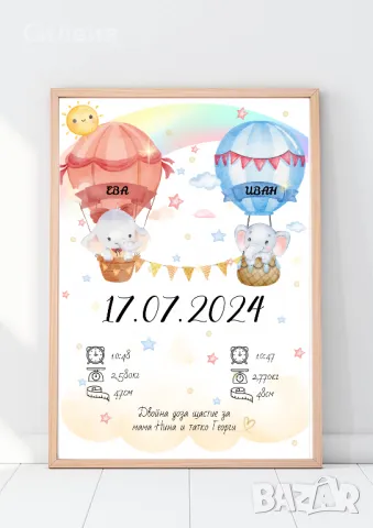 Бебешки визитки, карти за наричане, покани, снимка 12 - Други - 48885691