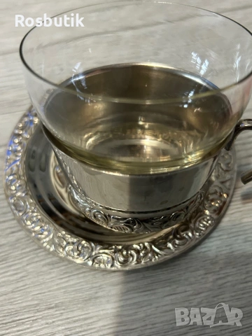 Съветски сервиз с подстакани за чай/кафе  6 чаши и 6 чинии , снимка 5 - Сервизи - 53424971