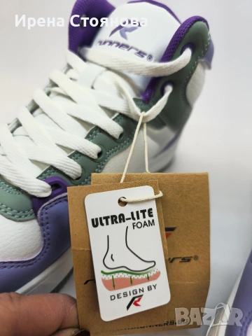Дамски/юношески кецове Runners 39 номер, лилаво/бяло и зелено, снимка 8 - Кецове - 53034274