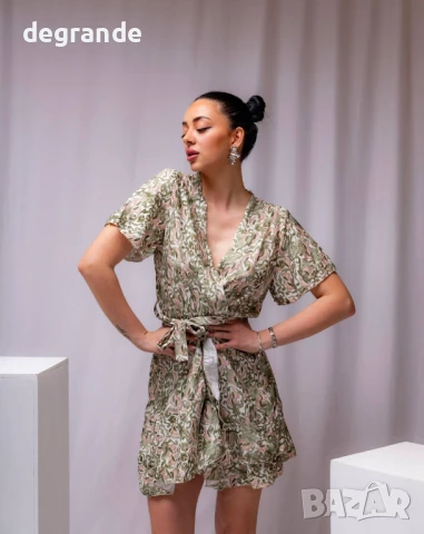 Зеленикаво розова ежедневна рокля