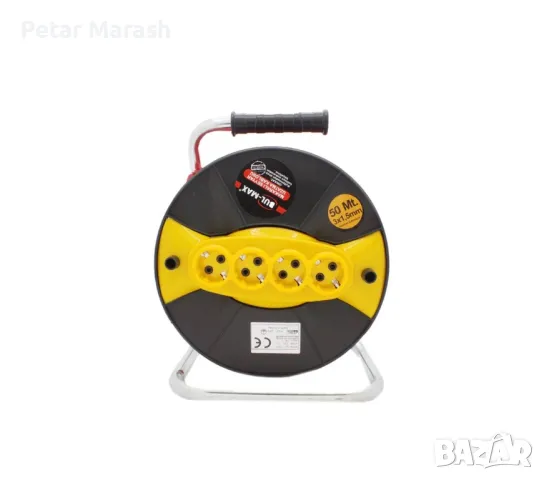 Удължител с макара Bul-Max 50m, 4 гнезда, 3×2,5 mm, транспортна дръжка, снимка 3 - Други инструменти - 50367163