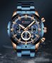 CURREN Gold Blue 8355 луксозен мъжки кварцов часовник с метална верижка, снимка 1 - Мъжки - 40227952
