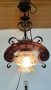 Красив старинен полилей съчетание от дървени елементи,ковано желязо и стъкленица , снимка 3