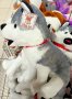 Детска играчка Плюшено седящо куче Хъски с шал, 37x37x60 см, снимка 2