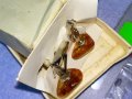 СТАРИ РУСКИ КЕХЛИБАРЕНИ РЕТРО БУТОНЕЛИ за РЪКАВЕЛИ с НАТУРАЛЕН БАЛТИЙСКИ КЕХЛИБАР и КУТИЙКА 34625, снимка 10