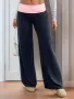 Дамски ежедневни широки панталони с ниска талия и контрастни цветни шевове, снимка 2