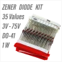 Ценеров диод - кит 35 напрежения 3V-75V :1N4761.. 1N4727;KC168A,P6KE180A,P6KE200A,P6KE350А,TL431, снимка 1