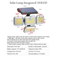 333LED Соларна лампа с 333 LED диода- Водоустойчива, снимка 6 - Соларни лампи - 43950233